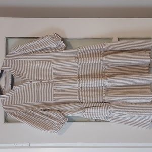 Striped Mini Dress in Cream and White